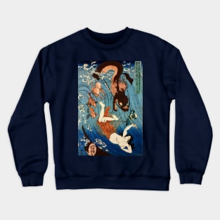 Samurai escaping from the Dragon King Crewneck Sweatshirt